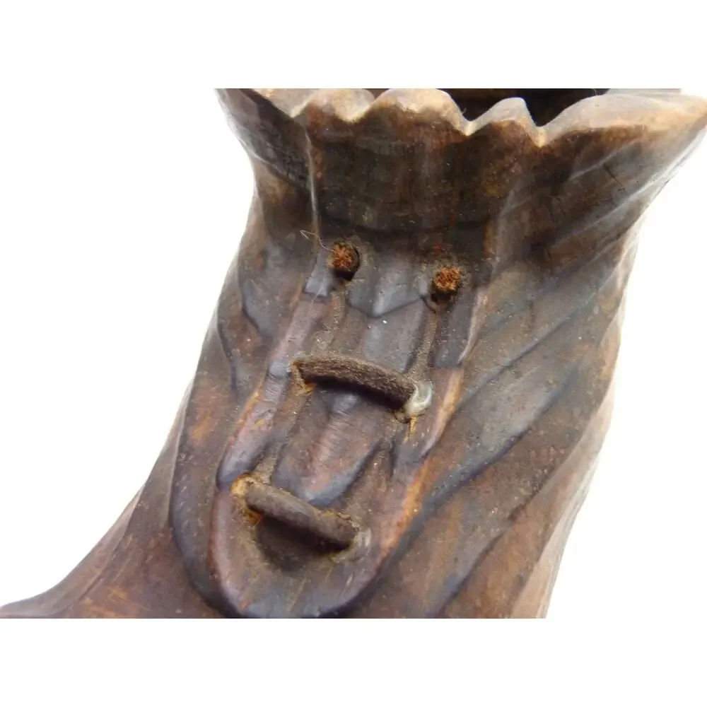 Vintage Handcrafted Wood Shoe/Boot Holds Glass Votive Candle